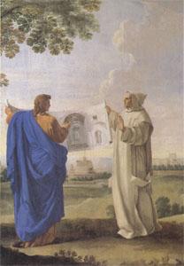LE SUEUR, Eustache St Bruno Examining a Drawing of the Baths of Diocletian Location of the Future Charterhouse of Rome  (mk05) Sweden oil painting art